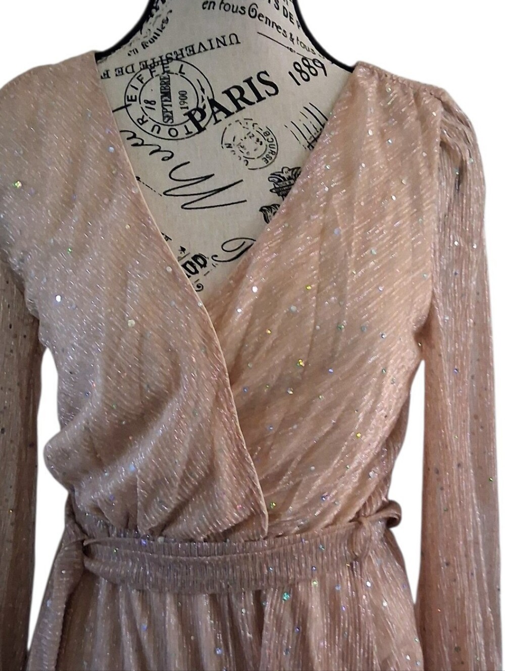 Baltic Born Blush Sequin Wrap Maxi Dress Medium Wedding Maternity Friendly - Picture 2 of 8